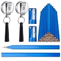 Honoson 24 Pcs Carpenter Pencil with Sharpener,Blue Cover, Black Refill