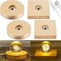 Honoson 4 Pcs LED Light Display Base Glass Art Stand, Square, Round