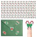 Honoson 600 Pcs Christmas Candy Cane Tiny Glitter Stickers Self Adhesive