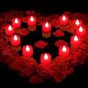 Honoson 12 Red Light LED Tea Lights with 600 Rose Petals