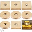 Honoson 8 Pcs Wooden LED Display Base, Round and Square Surface Style