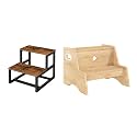 HOOBRO Wooden Step Stools and Two Step Stools Toddler for Bedroom, Kitchen, Bathroom, BF12JD01-NL05JD01