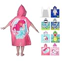growell Hooded Kids Beach Towels - Toddler Bath Towel Girls Boys Swim Cover-ups for Ages 4 to 10 Kids Pool Towels Quick Dry Lightweight Soft Microfiber Poncho 30x30 with Bag (Mermaid Smile)