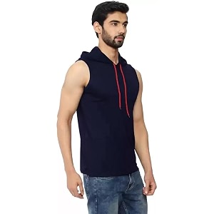 Hoodie for Men Black Sleeveless Sweatshirt for