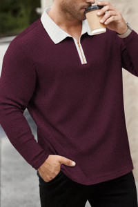 HOODLER Self Design Solid Men Polo Neck