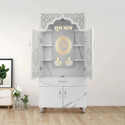 HOODWIN Furniture Temple/Pooja Unit/Mandir With Led Light Engineered Wood Home Temple Engineered Wood Home Temple (Height: 130, Pre-assembled)