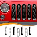 Hoolcar Front Grill Mesh Inserts Clip-in Honeycomb Grille Guard Cover Fit for Jeep Wrangler JK JKU 2007-2017, Exterior Accessories, Black