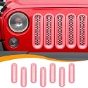 Hoolcar Front Grill Mesh Inserts Clip-in Honeycomb Grille Guard Cover Fit for Jeep Wrangler JK JKU 2007-2017, Exterior Accessories, Pink