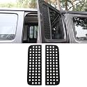 Hoolcar Rear Door Window Decals Aluminum Alloy Glass Panel Cover for 2018-2021 Jeep Wrangler JL &amp; Unlimited 4-Door, Jeep Gladiator JT, Black