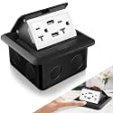 Hoolerry 1 Pack Pop up Floor Electrical Outlet Cover, 20Amp USB, Black