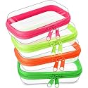 Hoolerry 4 Pcs Hard Clear Zipper Case, Clear, 5 x 3 x 2 in, Neon