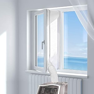 hoomee 400cm 15734universal window seal for portable air conditioner and tumble dryer works with every mobile air-conditioning - air exchange guards with zip and adhesive fastener