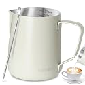 HOOMIL Milk Frothing Pitcher, 20oz, 304 Stainless Steel - Matte White