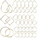 Hoop Jewelry Making,60PCS Earrings Findings Hoops Open Bezels Earring Making for DIY Crafts Supplies(60PCS KC Gold Teardrop Square Circle)