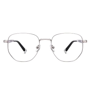 hooper by lenskart for kids age unisex teens  silver zero power bluecut amp antiglare computer glasses for eye protection and strain  full rim hexagonal  hp e000158