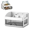 HoopVool® Countertop Organizer with Drawers Plastic Storage for Makeup Brush,Hair Accessories,Jewelry,Skincare Vanity Display, Skin Care Products, Office Desk Organizer (White, Layer-1)