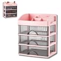 HoopVool® Countertop Organizer with Drawers Plastic Storage for Makeup Brush,Hair Accessories,Jewelry,Skincare Vanity Display, Skin Care Products, Office Desk Organizer (Pink, Layer-3)