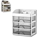 HoopVool® Countertop Organizer with Drawers Plastic Storage for Makeup Brush,Hair Accessories,Jewelry,Skincare Vanity Display, Skin Care Products, Office Desk Organizer (White, Layer-3)