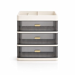 hoopvool countertop organizer with drawers plastic storage for makeup brushhair accessoriesjewelryskincare vanity display skin care products office desk organizer cream-2 layer-3