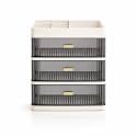 HoopVool® Countertop Organizer with Drawers Plastic Storage for Makeup Brush,Hair Accessories,Jewelry,Skincare Vanity Display, Skin Care Products, Office Desk Organizer (Cream-2, Layer-3)