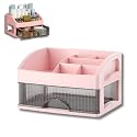HoopVool® Countertop Organizer with Drawers Plastic Storage for Makeup Brush,Hair Accessories,Jewelry,Skincare Vanity Display, Skin Care Products, Office Desk Organizer (White-2, Layer-1)