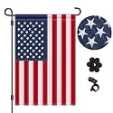 HOOSUN 4th of July Decorations,American Garden Flag for Garden Flag Stand,12x18 Inch Small American Flags for Outside With Embroidered Stars,Fourth of July Flags Patriotic Memorial Day Decorations