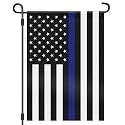 HOOSUN Double Sided Thin Blue Line American Police Garden Flag, USA United States Decorative Garden Flags - Weather Resistant and Double Sided - 12.5 x 18 Inch