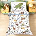 Hooyax Dinosaur Toddler Bedding Set 4-Piece for Boys – Cute Toddler Comforter Set for Dino-Loving Kids – Includes Ultra-Soft Comforter, Fitted Sheet, Flat Sheet &amp; Pillowcase for All Seasons