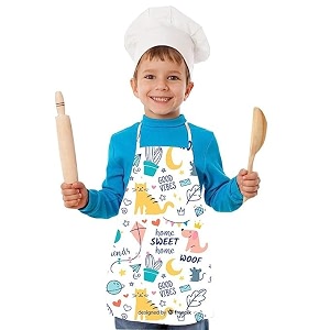 apron for boys amp girls  waterproof chef apron for kids  washable apron for kids for painting cooking baking sculpting  adjustable neck  digital printed apron  christmas gifts