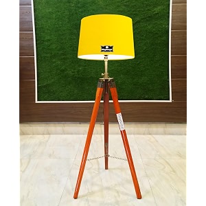 antique nautical wooden tripod adjustable floor lamp for living room home decoration pack of lamp in yellow shade