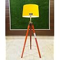 Antique Nautical Wooden Tripod Adjustable Floor Lamp for Living Room, Home Decoration, Pack of Lamp in Yellow Shade