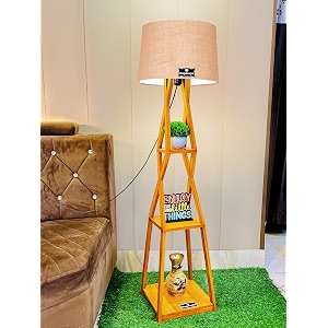 antique wooden corner design floor lamp for living room home decoration pack of lamp in jute shade