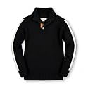 Hope &amp; Henry Boys' Mock Neck Cable Sweater with Button Placket | GOTS