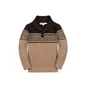 Hope &amp; Henry Boys' Mock Neck Cable Sweater with Button Placket | GOTS