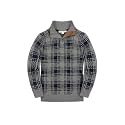 Hope &amp; Henry Boys' Mock Neck Cable Sweater with Button Placket | GOTS