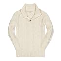 Hope &amp; Henry Boys' Mock Neck Cable Sweater with Button Placket | GOTS