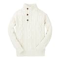 Hope &amp; Henry Boys' Mock Neck Cable Sweater with Button Placket | GOTS
