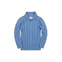 Hope &amp; Henry Boys' Mock Neck Cable Sweater with Button Placket | GOTS