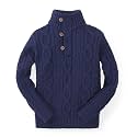 Hope &amp; Henry Boys' Mock Neck Cable Sweater with Button Placket