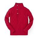 Hope &amp; Henry Boys' Mock Neck Cable Sweater with Button Placket