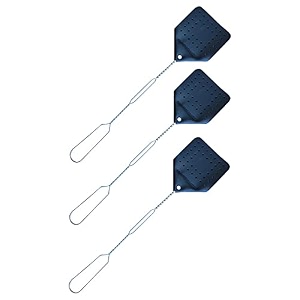 leather fly swatter  17 amish made heavy duty flyswatter  durable metal spring handle - rustic fly swatter for flies mosquitoes horse flies wasps insects 3 black