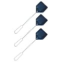 Leather Fly Swatter – 17” Amish Made Heavy Duty Flyswatter – Durable Metal Spring Handle - Rustic Fly Swatter for Flies, Mosquitoes, Horse Flies, Wasps, Insects (3, Black)