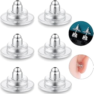 hopea earring back stopper 200 pcs  secure metal earring backs with rubber grip for studs amp heavy earrings  non-slip replacement earring stoppers silver