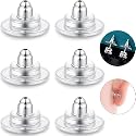 Hopea Earring Back Stopper (200 Pcs) – Secure Metal Earring Backs with Rubber Grip for Studs & Heavy Earrings | Non-Slip Replacement Earring Stoppers (Silver)