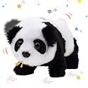Hopearl Crawling Panda Interactive Electronic Pet Plush Toy with Sounds and Movements Animated Shaking Head Gifts for Toddlers Birthday, 7''