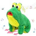Hopearl Jumping Croaking Frog Interactive Electronic Pet Leapfrogging Plush Toy with Sounds and Movements Animated Stick Out Tongue Frog Gifts for Toddlers Birthday, 6''