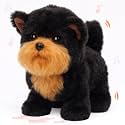 Hopearl Walking Black Yorkshire Terrier Interactive Electronic Pet Plush Toy Puppy Woof and Moving Animated Nodding Head Gifts for Toddlers Birthday,7''