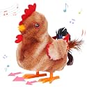 Hopearl Walking Chicken Pet Crow Chick Interactive Electronic Plush Toy Farm Animals Animated Gifts for Toddlers Birthday, Brown, 8''