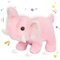 Hopearl Walking Elephant Interactive Crawling Elephish Electronic Plush Toy Animated Gifts for Toddlers Birthday, Pink, 8''