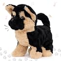 Hopearl Walking German Shepherd Interactive Electronic Pet Plush Toy Puppy Woof and Moving Animated Nodding Head Gifts for Toddlers Birthday,7''